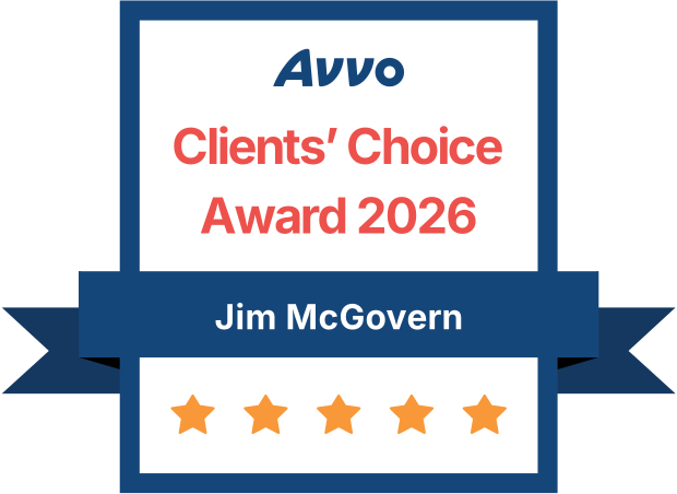 Avvo Clients' Choice Award 2026 badge for Jim McGovern